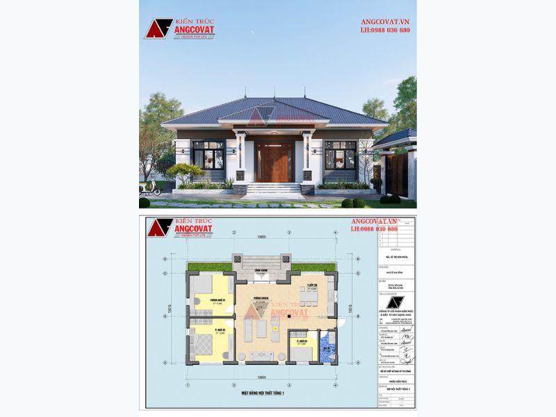 Biệt thự 1 tầng 3 phòng ngủ 140m2 1.2 tỷ đồng