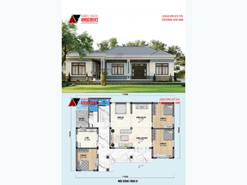 Biệt thự mái nhật 1 tầng 3 phòng ngủ 1 phòng thờ đẹp tại Nghệ An