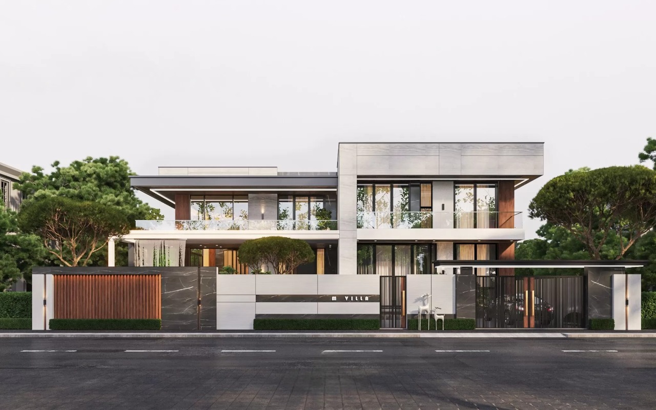 mẫu biệt thự hiện đại 2 tầng mái bằng 160m2