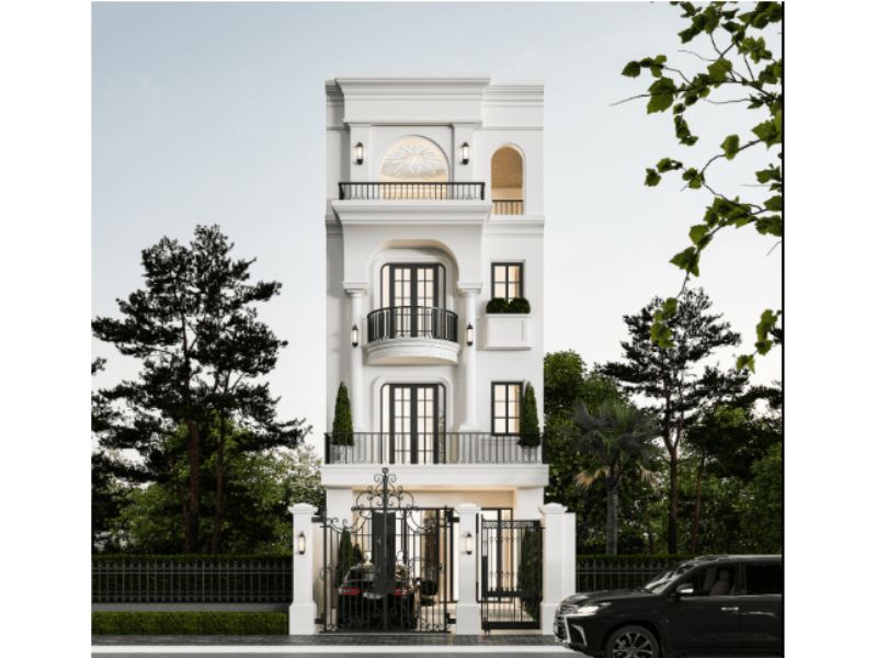 Kiến trúc nhà đẹp 4 tầng có sân vườn