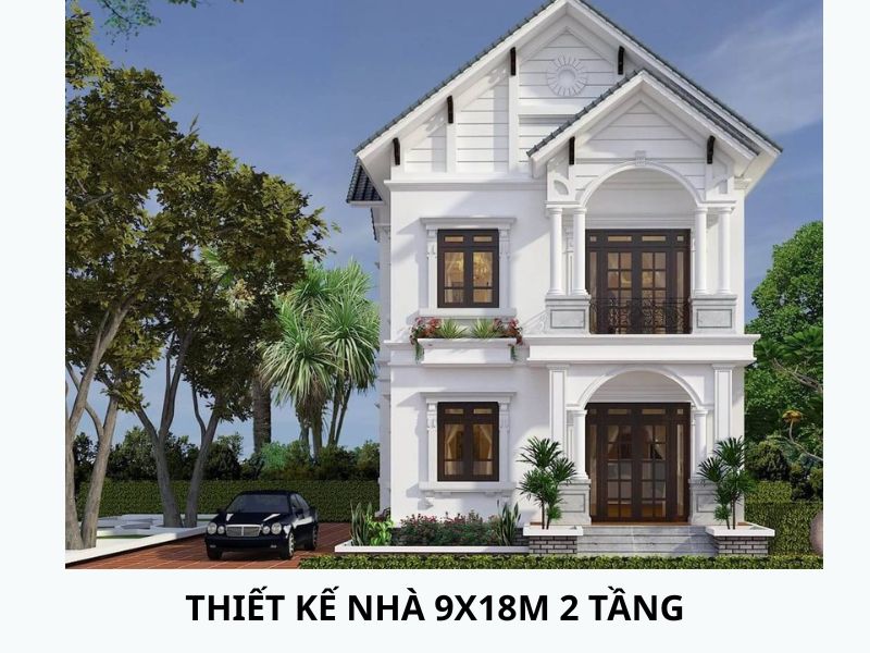 Nhà vườn mái thái tân cổ gam màu trắng