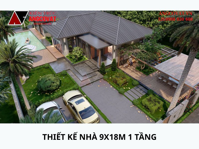 Nhà vườn đẳng cấp 9x18m có bể bơi