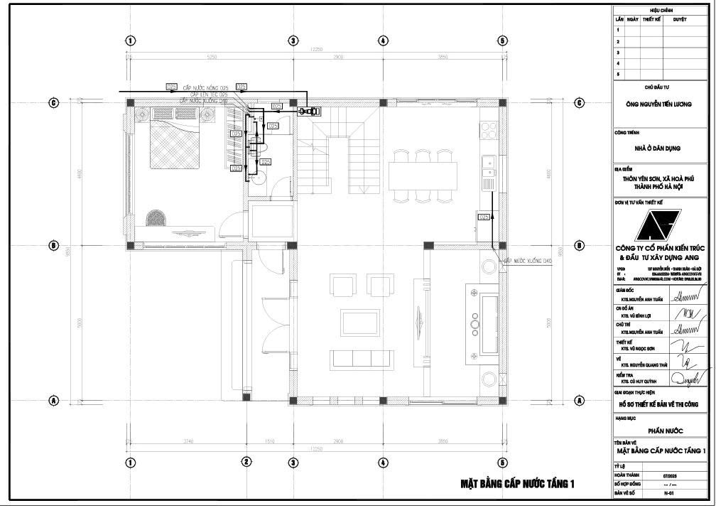 Bản vẽ cấp nước tầng 1 N – 01