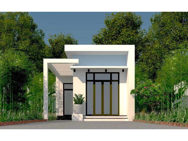 Nhà vườn 1 tầng đơn giản mái bằng