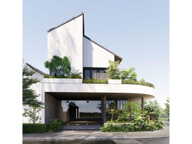 Kiến trúc biệt thự mái thái độc đáo xây dựng trên nền đất méo