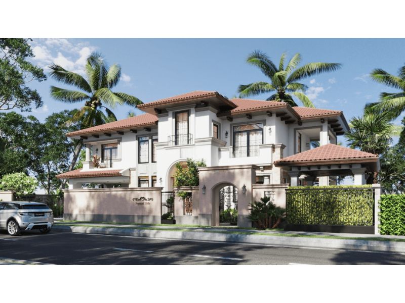 Biệt thự 2 tầng mái Nhật địa trung hải