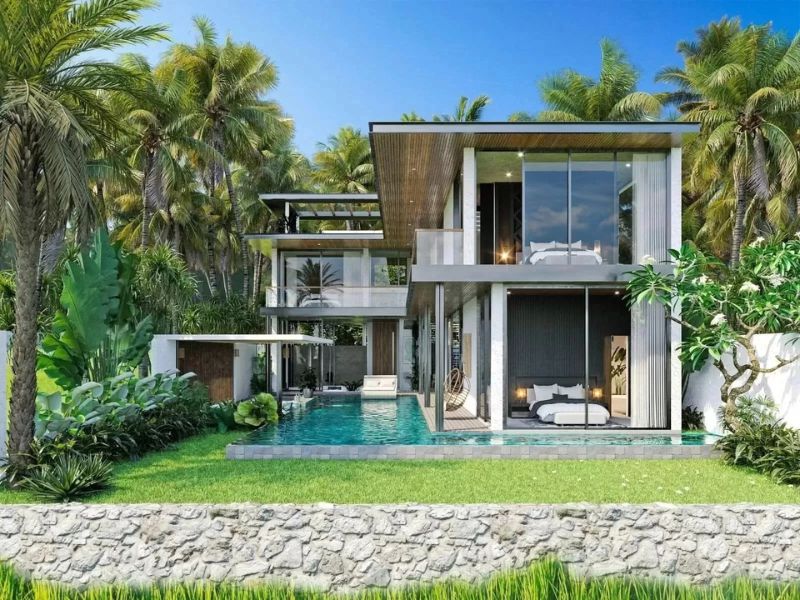 Biệt thự 2 tầng phong cách xanh có bể bơi mini